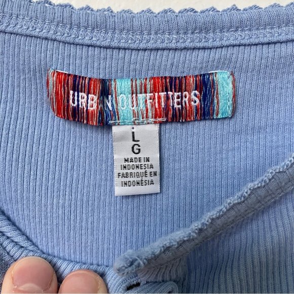 Urban Outfitters Blue Charli Crop Henley Ribbed Top - Picture 3 of 6